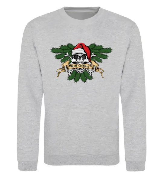 Світшот Christmas skull Сірий меланж фото