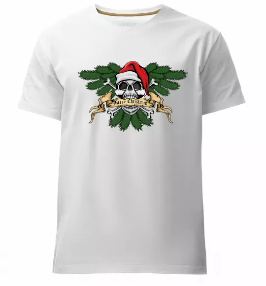 Чоловіча преміум футболка Christmas skull Білий фото