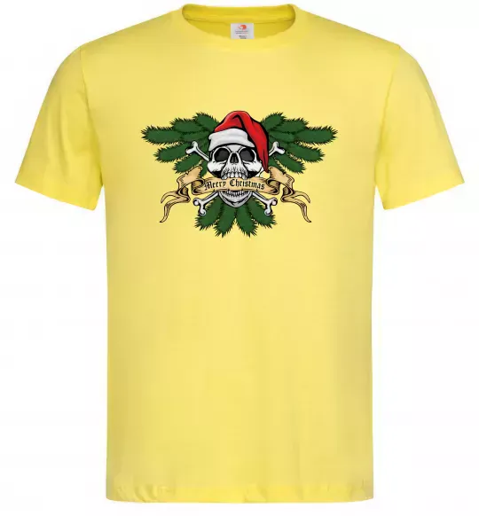 Мужская футболка Christmas skull Лимонный фото