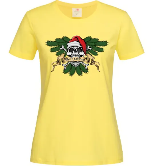 Женская футболка Christmas skull Лимонный фото