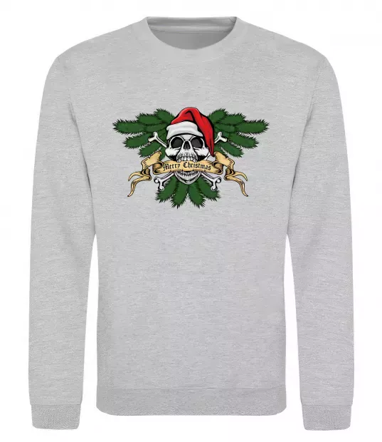 Світшот Christmas skull Сірий меланж фото