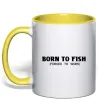 Чашка з кольоровою ручкою Born to fish (forced to work) Сонячно жовтий фото