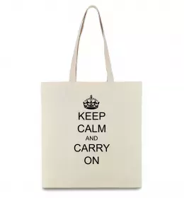 Эко-сумка Keep calm and love cats Бежевый фото