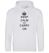 Мужская толстовка (худи) KEEP CALM AND CARRY ON Серый меланж фото