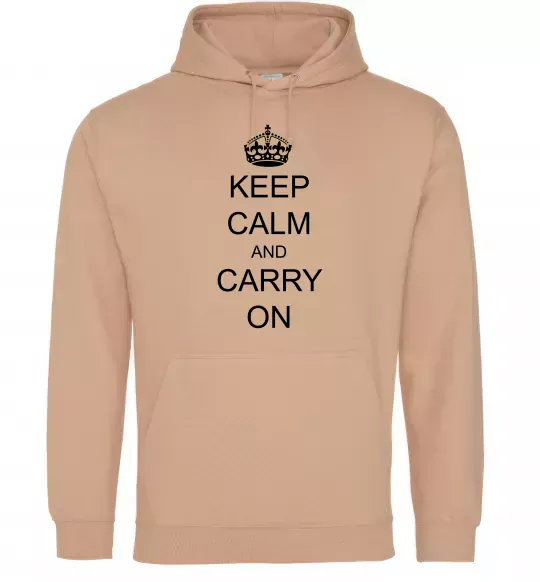 Мужская толстовка (худи) KEEP CALM AND CARRY ON Песочный фото