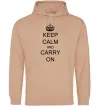 Мужская толстовка (худи) KEEP CALM AND CARRY ON Песочный фото