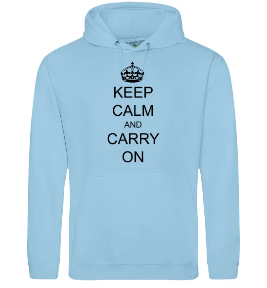 Чоловіча толстовка (худі) KEEP CALM AND CARRY ON Блакитний фото