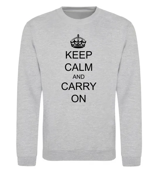 Свитшот KEEP CALM AND CARRY ON Серый меланж фото