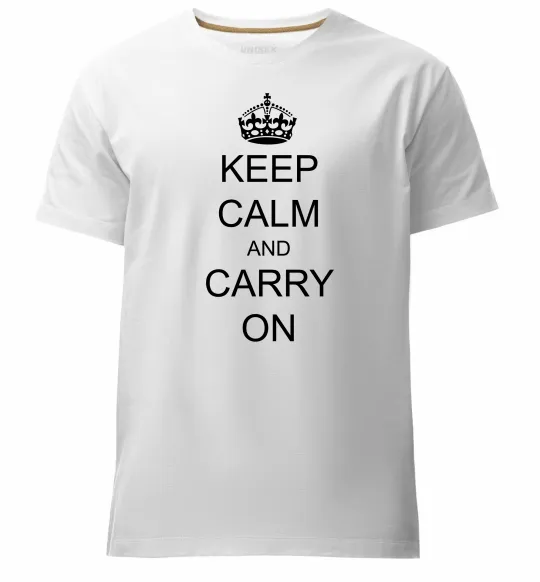 Мужская премиум футболка KEEP CALM AND CARRY ON Белый фото