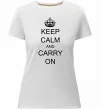 Женская премиум футболка KEEP CALM AND CARRY ON Белый фото