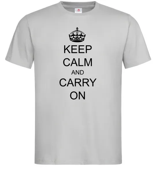 Чоловіча футболка KEEP CALM AND CARRY ON Сірий фото