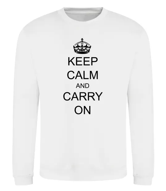 Свитшот KEEP CALM AND CARRY ON Белый фото