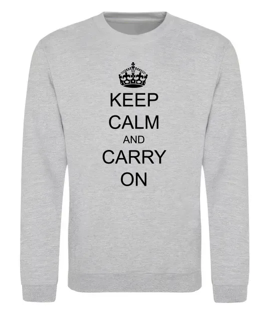 Свитшот KEEP CALM AND CARRY ON Серый меланж фото