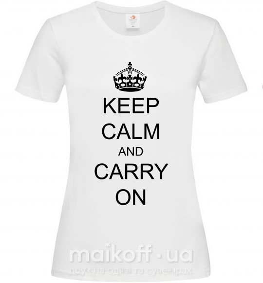 Жіноча футболка KEEP CALM AND CARRY ON Білий фото