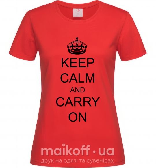 Жіноча футболка KEEP CALM AND CARRY ON Червоний фото