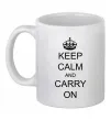 Чашка керамічна KEEP CALM AND CARRY ON Білий фото