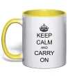 Чашка з кольоровою ручкою KEEP CALM AND CARRY ON Сонячно жовтий фото