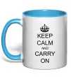 Чашка з кольоровою ручкою KEEP CALM AND CARRY ON Блакитний фото