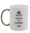 Чашка з кольоровою ручкою KEEP CALM AND CARRY ON Золото фото