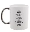 Чашка з кольоровою ручкою KEEP CALM AND CARRY ON Срібло фото