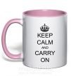 Чашка с цветной ручкой KEEP CALM AND CARRY ON Нежно розовый фото