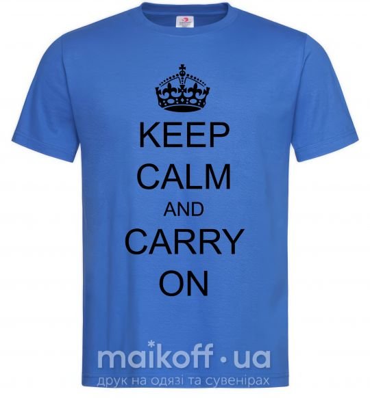 Чоловіча футболка KEEP CALM AND CARRY ON Яскраво-синій фото