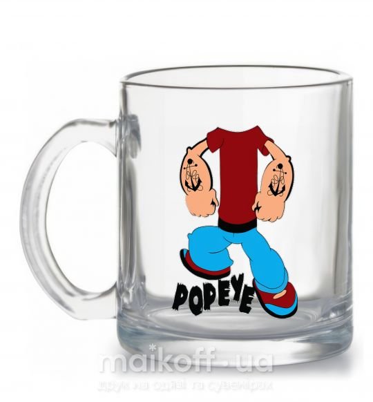 Чашка стеклянная POPEYE Прозрачный фото
