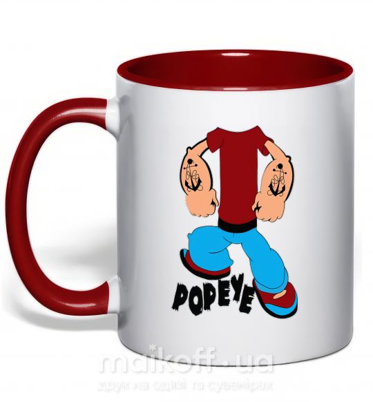 Чашка с цветной ручкой POPEYE Красный фото