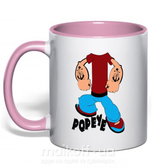 Чашка з кольоровою ручкою POPEYE Ніжно рожевий фото
