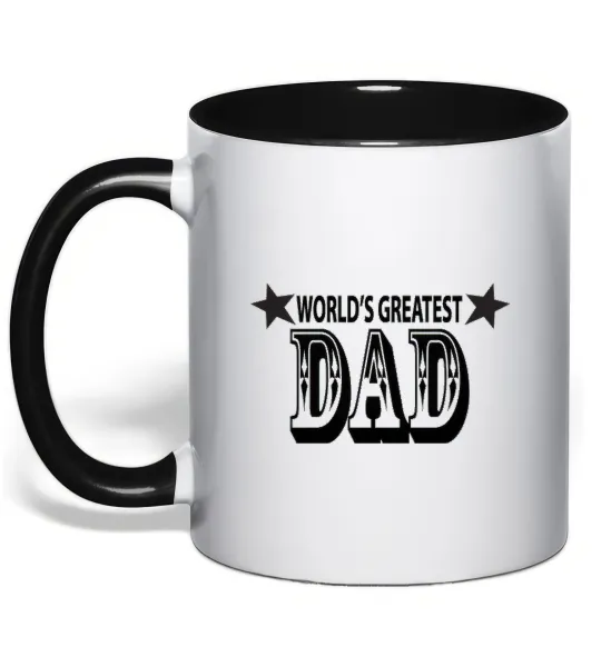 Чашка з кольоровою ручкою WORLD'S GREATEST DAD Чорний фото