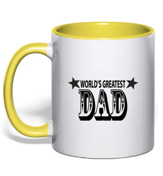 Чашка с цветной ручкой WORLD'S GREATEST DAD Лимонный фото