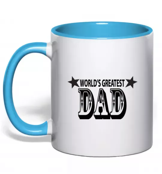 Чашка з кольоровою ручкою WORLD'S GREATEST DAD Блакитний фото
