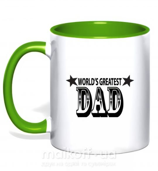 Чашка з кольоровою ручкою WORLD'S GREATEST DAD Зелений фото