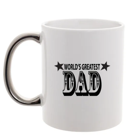 Чашка з кольоровою ручкою WORLD'S GREATEST DAD Срібло фото