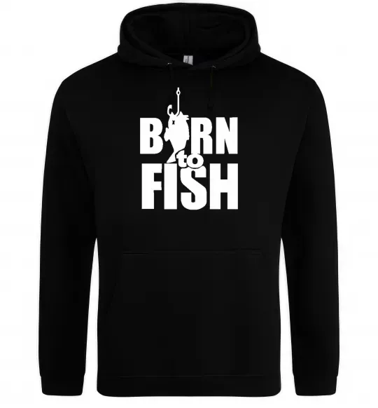 Мужская толстовка (худи) BORN TO FISH Черный фото