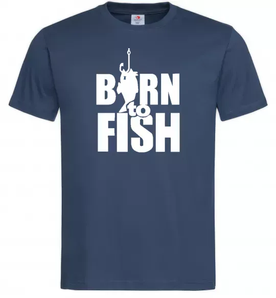Чоловіча футболка BORN TO FISH Темно-синій фото