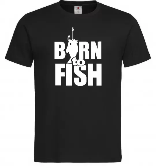 Чоловіча футболка BORN TO FISH Чорний фото