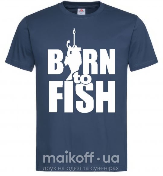 Мужская футболка BORN TO FISH Темно-синий фото