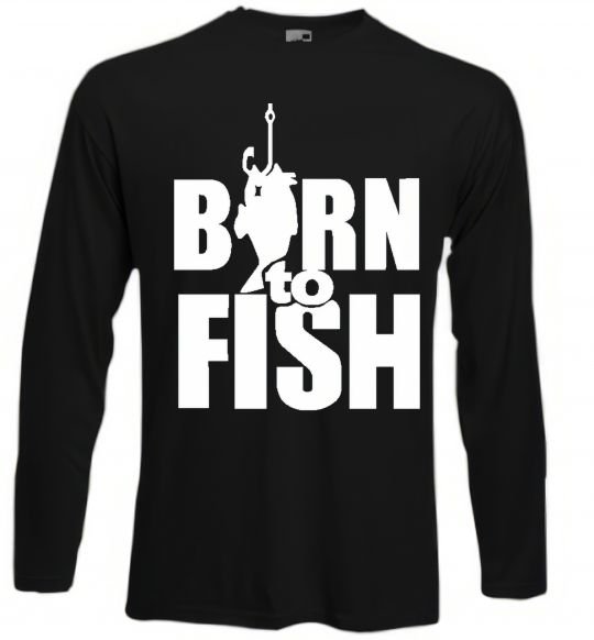 Лонгслів BORN TO FISH Чорний фото