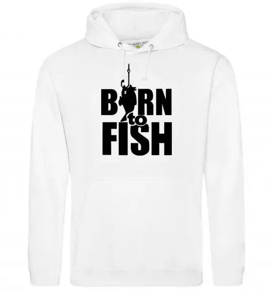Мужская толстовка (худи) BORN TO FISH Белый фото
