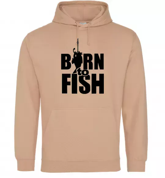 Мужская толстовка (худи) BORN TO FISH Песочный фото