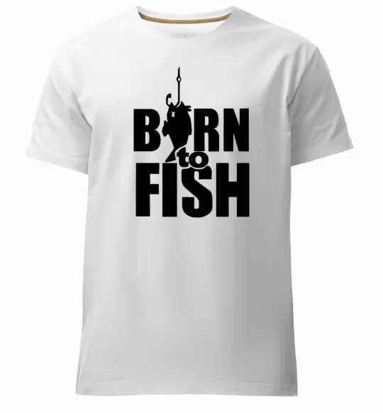 Чоловіча преміум футболка BORN TO FISH Білий фото