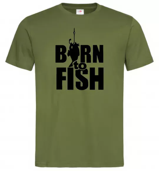 Чоловіча футболка BORN TO FISH Оливковий фото