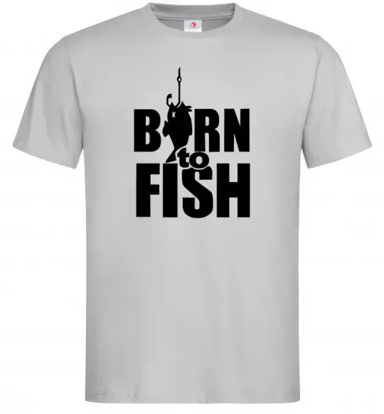 Чоловіча футболка BORN TO FISH Сірий фото