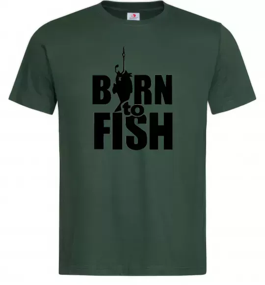 Чоловіча футболка BORN TO FISH Темно-зелений фото