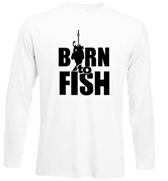 Лонгслів BORN TO FISH Білий фото