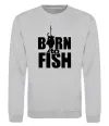 Свитшот BORN TO FISH Серый меланж фото