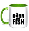 Чашка з кольоровою ручкою BORN TO FISH Лаймовий Чашка з кольоровою ручкою BORN TO FISH Лаймовий фото
