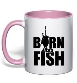 Чашка с цветной ручкой BORN TO FISH