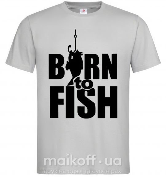 Мужская футболка BORN TO FISH Серый фото